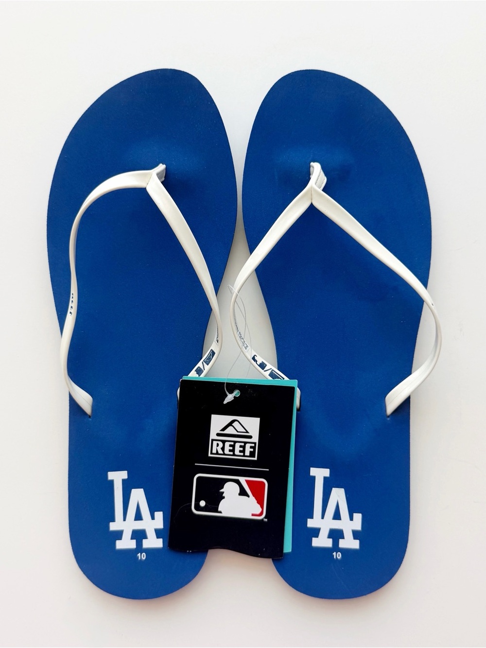 Reef Bliss MLB LA Dodgers Flip Flops Sandals Womens 10 Blue White Lightweight